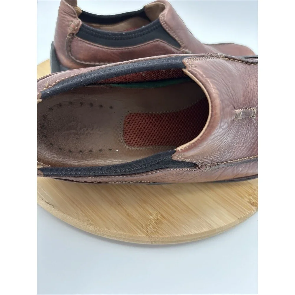 Clarks Pickett Mens 8M Brown Leather Casual Slip On Shoes 36596